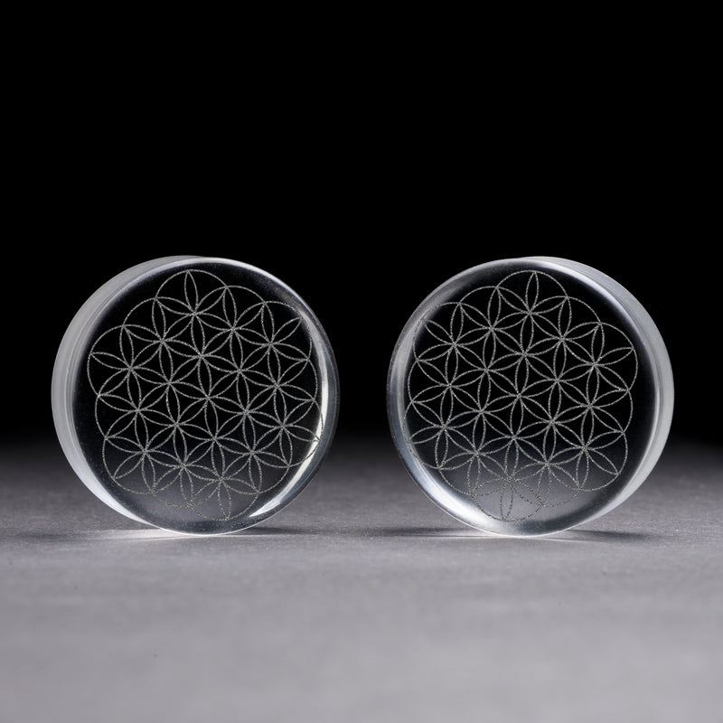 Plug Fleur de Vie / Calibre - Verre transparent | Double flare à face plate