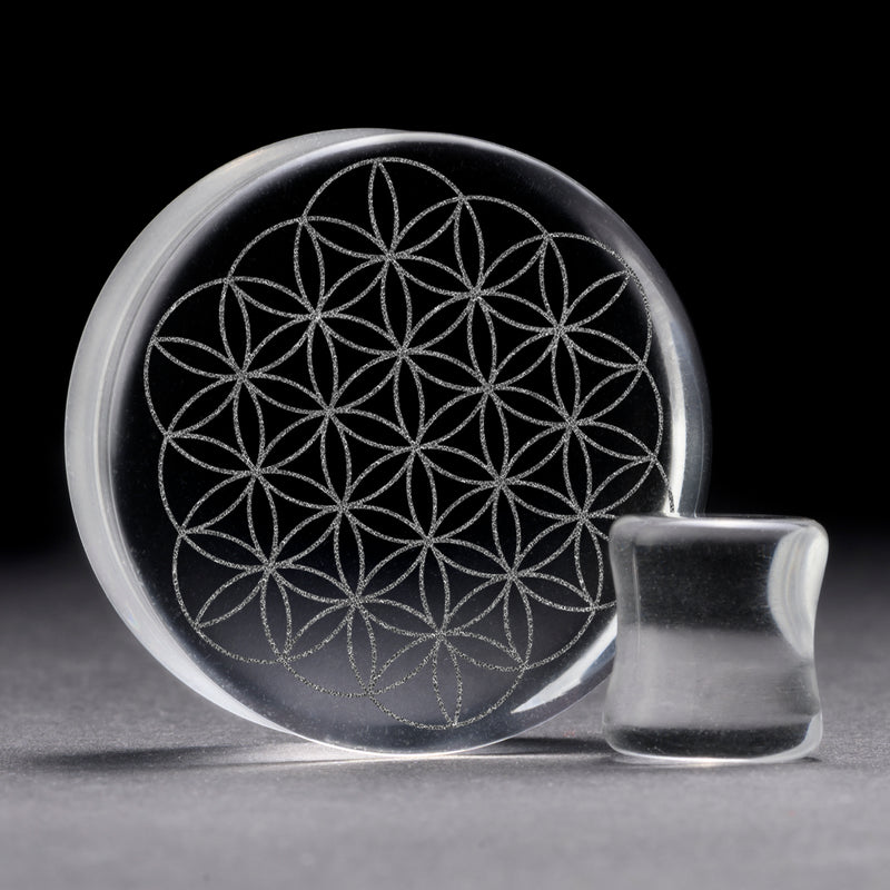 Plug Fleur de Vie / Calibre - Verre transparent | Double flare à face plate