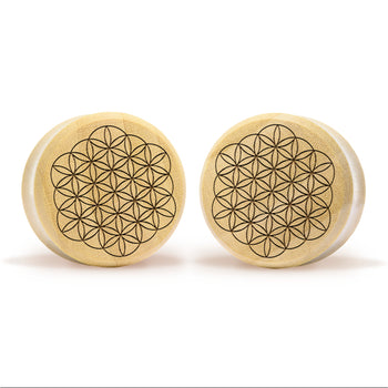 Linienmandala Zier Tattoo Plug / gauge - Saba Wood | Konvexe Doppelaufgeweitet