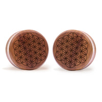 Plug Fleur de Vie / Jauge - Bois de Saba | Double flare à face plate