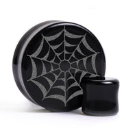 Web Plug / gauge - Schwarzes Glas | Doppelaufgeweitet mit flachem Gesicht