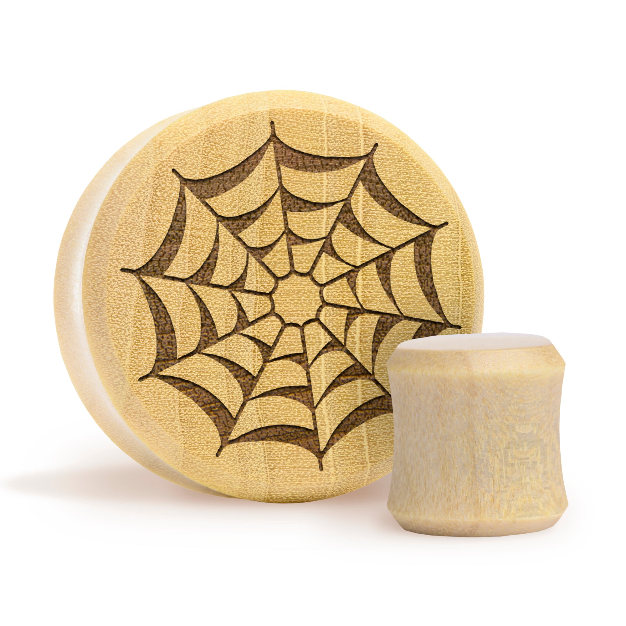 Web Plug / Gauge - Crocodile Wood | Flat Faced Double Flare - Lasered To Order In House At Custom Plugs HQ