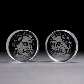 Gent Tattoo Plug / Gauge - Clear Glass | Doppelaufgeweitet mit flachem Gesicht