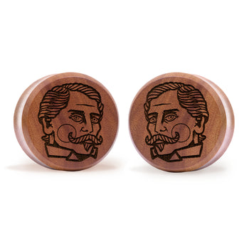 Snowflake Plug / Gauge - Saba Wood | Doppelaufgeweitet mit flachem Gesicht