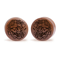 Plug Masque Hannya / Calibre - Bois de Saba | Double Évasement Convexe