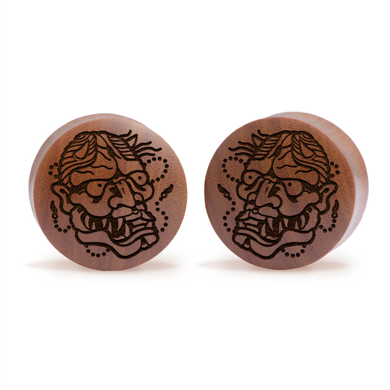 Plug Masque Hannya / Calibre - Bois de Saba | Double Évasement Convexe