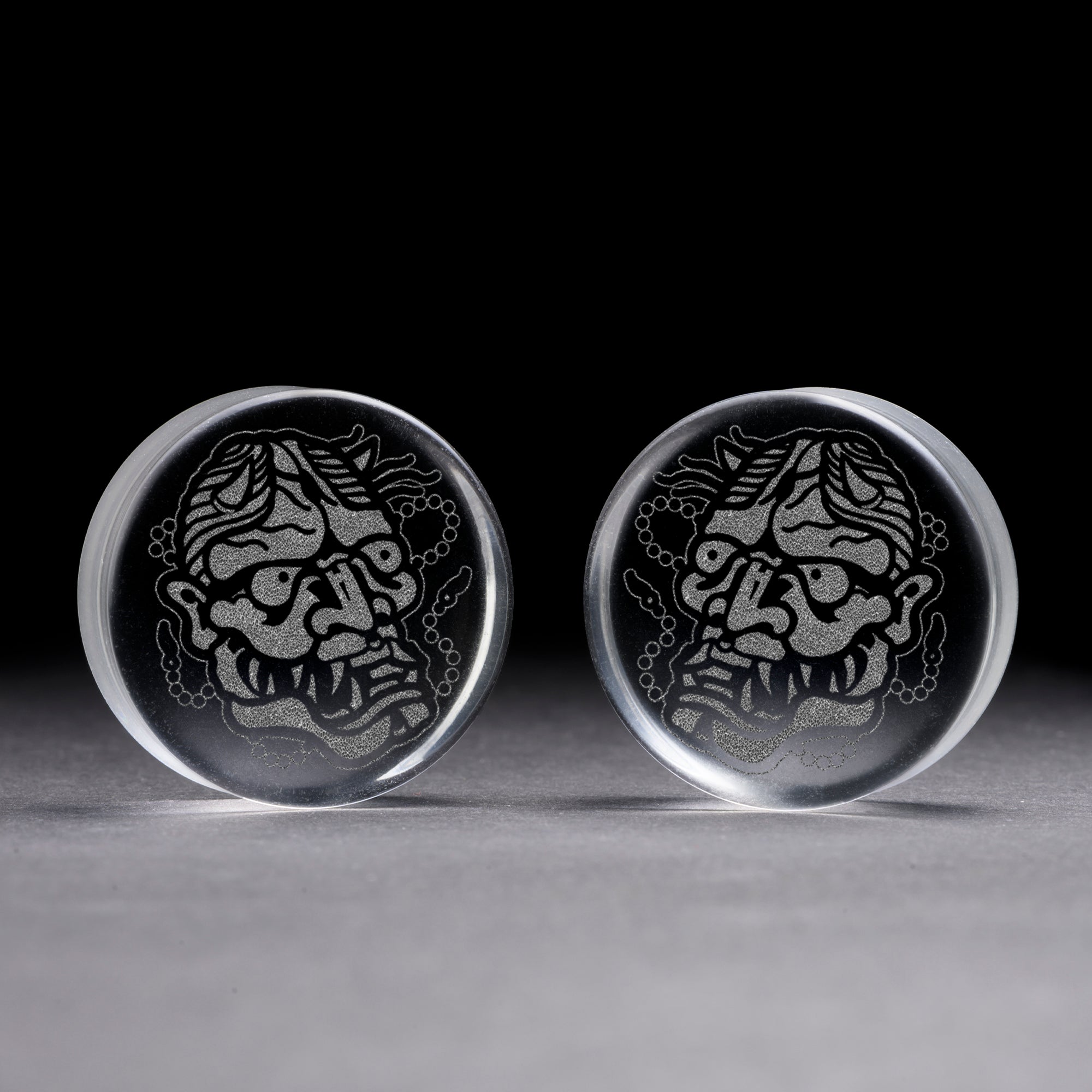 Happy Face Plug / Gauge - Clear Glass | Flat Faced Double Flare
