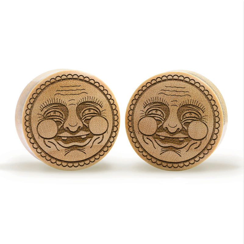 Plug Visage souriant / Gauge - Bois de crocodile | Double flare convexe