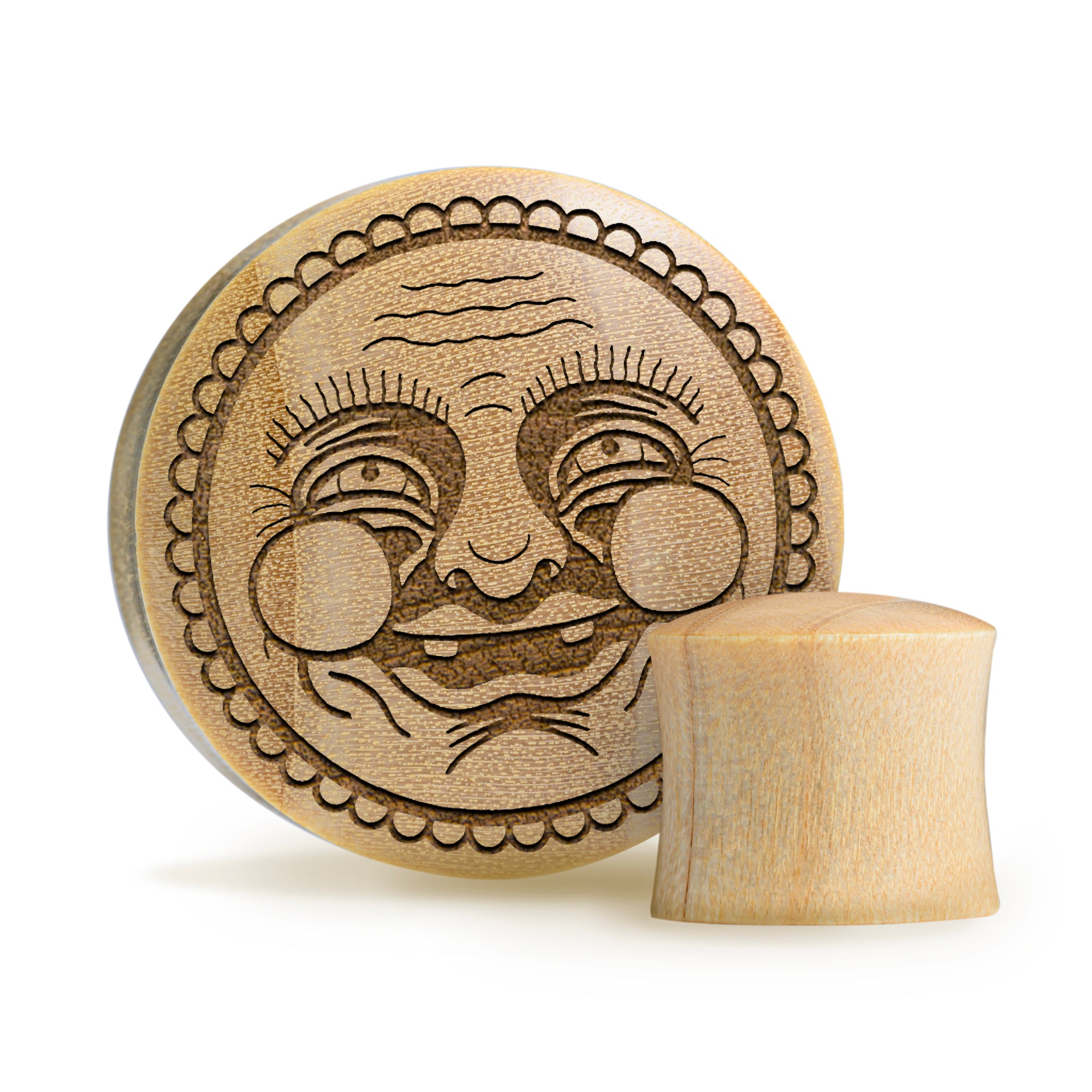 Happy Face Plug / gauge - Krokodilholz | Konvexe Doppelaufgeweitet