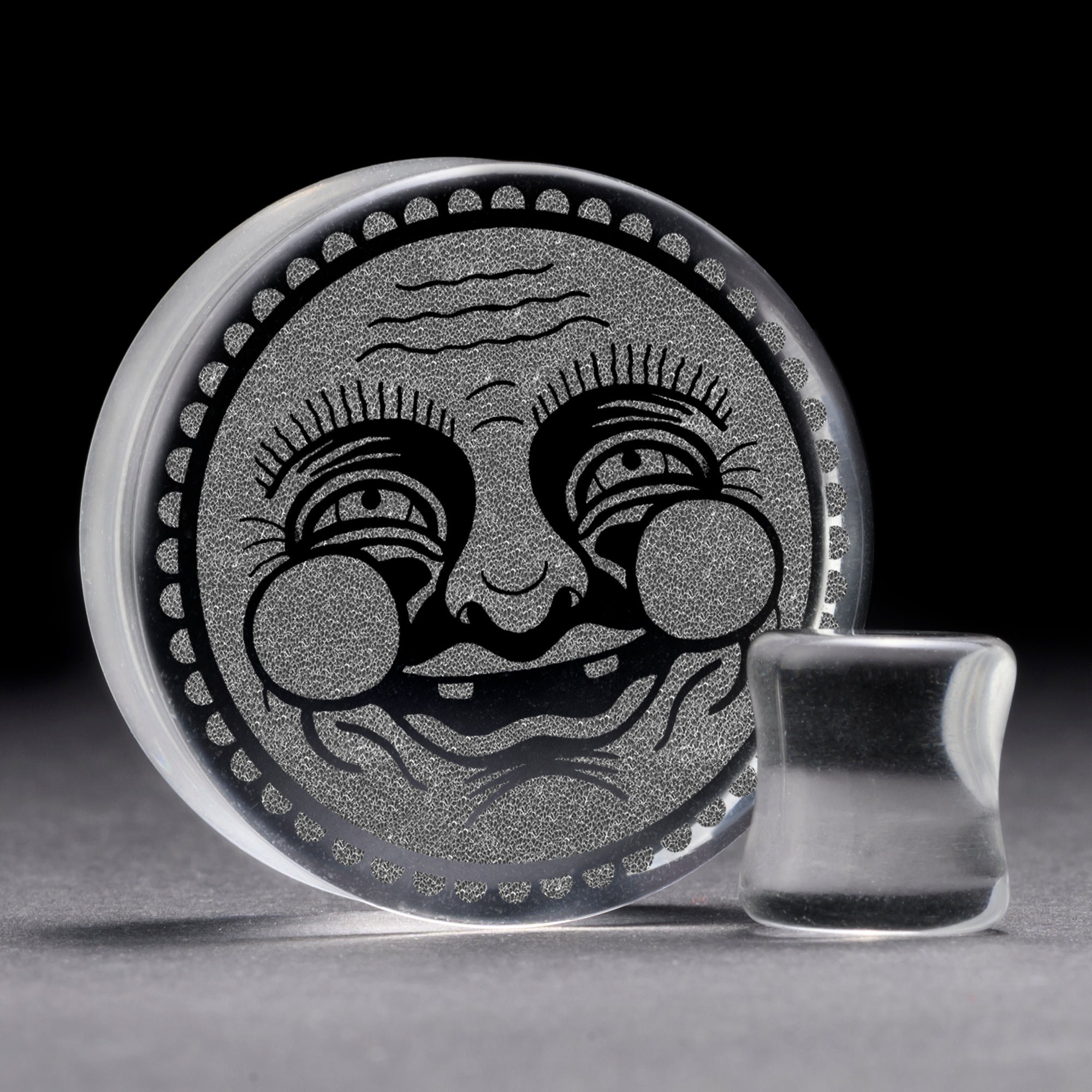Happy Face Plug / Gauge - Clear Glass | Flat Faced Double Flare