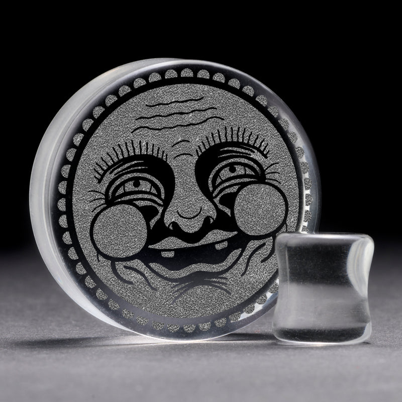 Plug Happy Face / Gauge - Verre transparent | Double flare à face plate