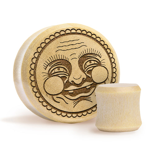 Happy Face Plug / gauge - Krokodilholz | Doppelaufgeweitet mit flachem Gesicht