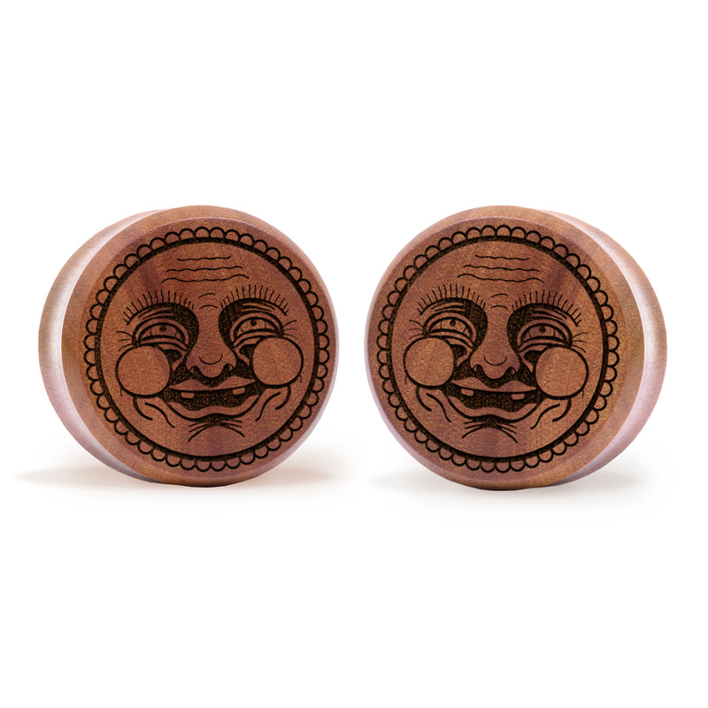 Happy Face Plug / écarteur - Bois de Saba | Double évasement à face plate