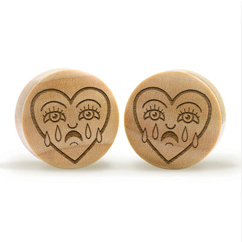 Broken Heart Plug / Gauge - Crocodile Wood | Convex Double Flare
