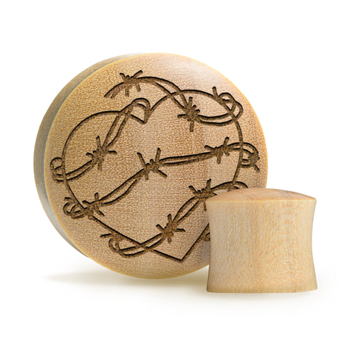 Barbed Wire Heart Plug / Gauge - Crocodile Wood | Convex Double Flare