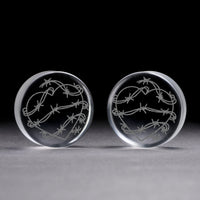 Stacheldrahtherz -plug / gauge - klares Glas | Doppelaufgeweitet mit flachem Gesicht