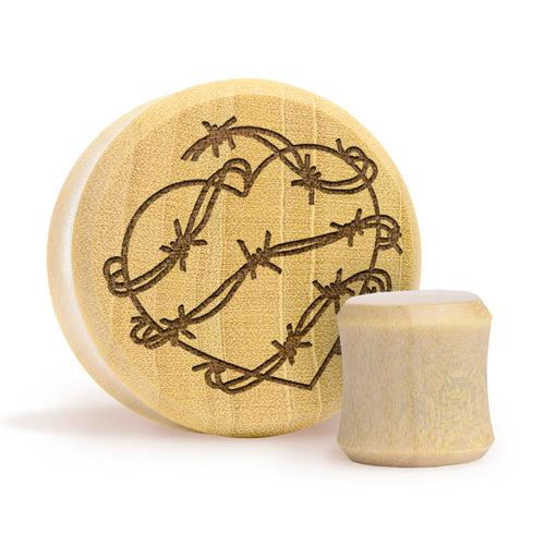 Barbed Wire Heart Plug / Gauge - Crocodile Wood | Flat Faced Double Flare