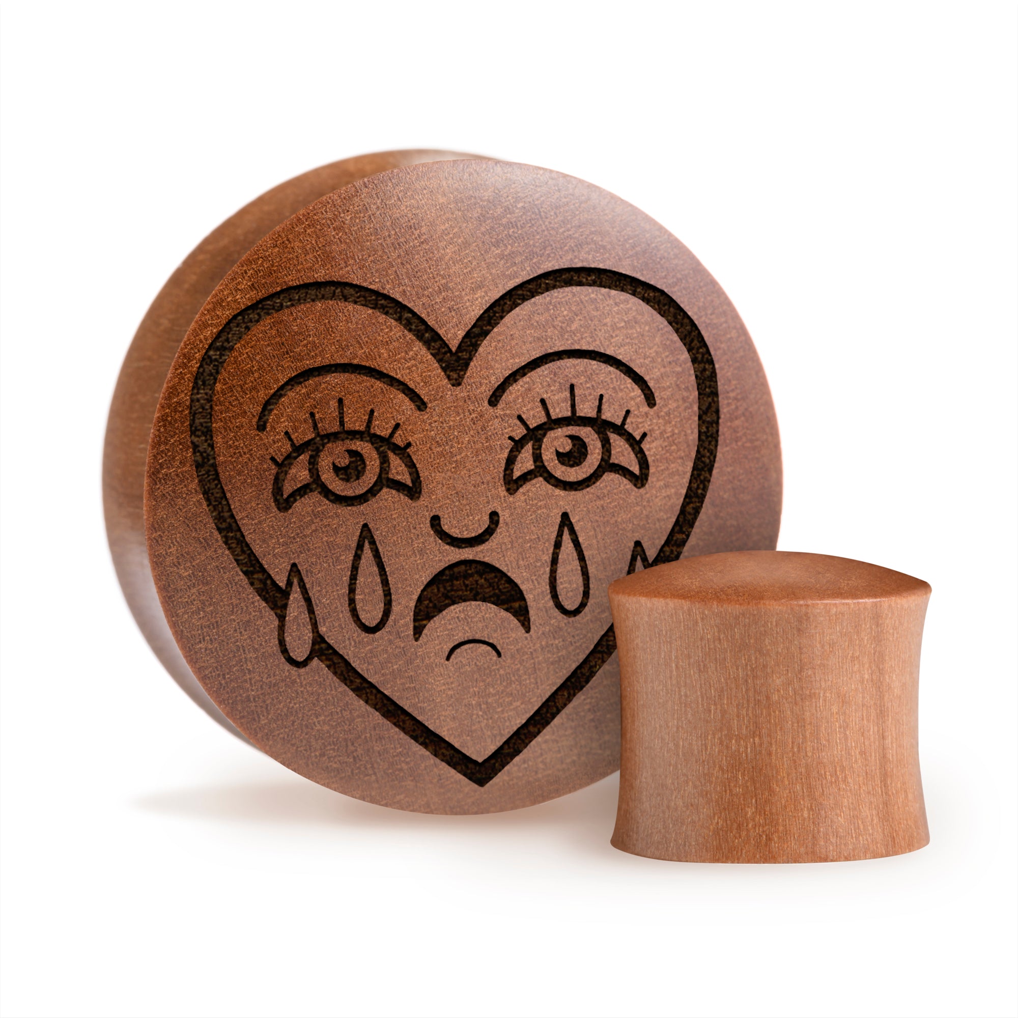 Broken Heart Plug / Gauge - Saba Wood | Convex Double Flare - Lasered To Order In House At Custom Plugs HQ