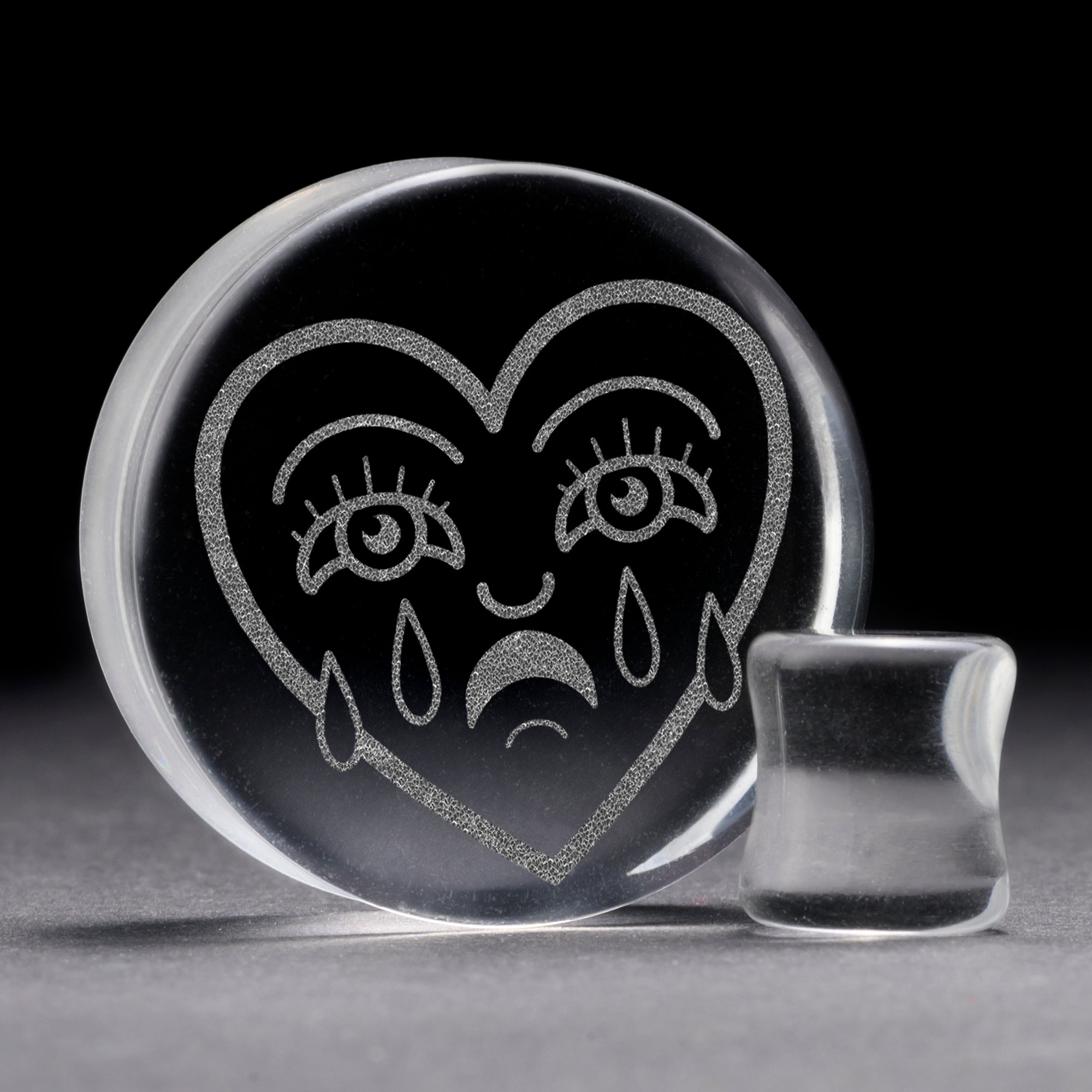 Broken Heart Plug / Gauge - Clear Glass | Flat Faced Double Flare