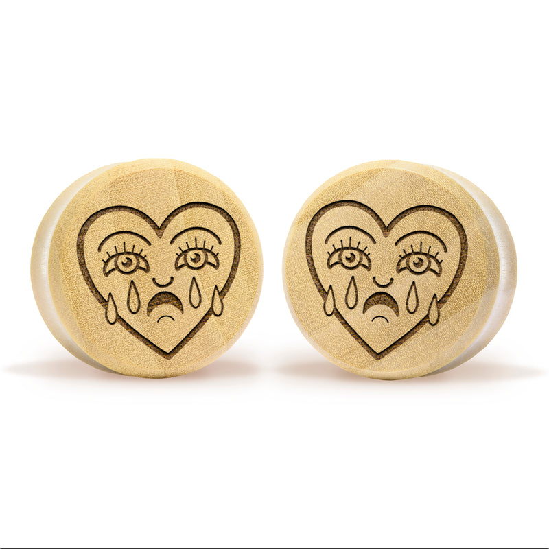 Plug Cœur brisé / Gauge - Bois de crocodile | Double flare à face plate