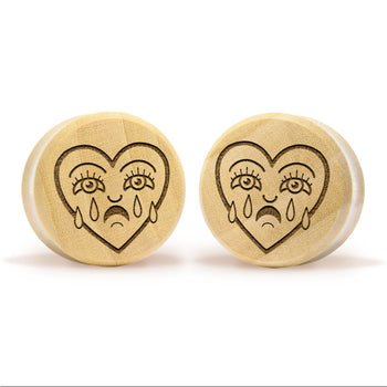 Broken Heart Plug / Gauge - Crocodile Wood | Flat Faced Double Flare