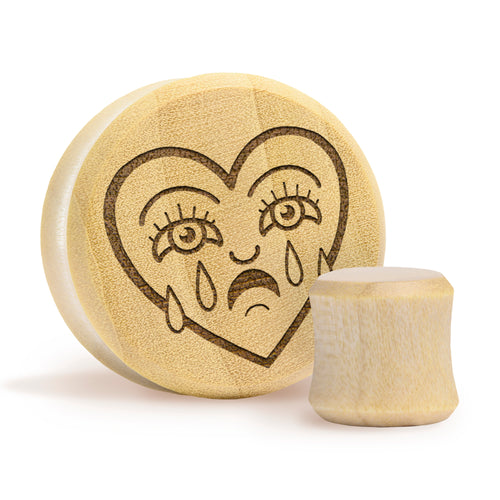Broken Heart Plug / Gauge - Crocodile Wood | Flat Faced Double Flare