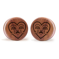 Plug Cœur Brisé / Calibre - Bois de Saba | Double Flare à Face Plate
