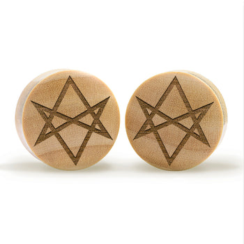 Hexagram Plug / Gauge - Crocodile Wood | Convex Double Flare