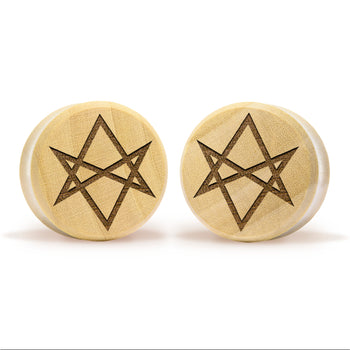 Hexagram Plug / Gauge - Crocodile Wood | Flat Faced Double Flare