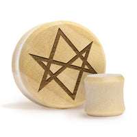 Hexagram Plug / Gauge - Crocodile Wood | Flat Faced Double Flare - Lasered To Order In House At Custom Plugs HQ