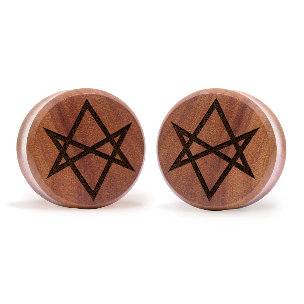 Hexagramm Plug / Gauge - Saba Wood | Doppelaufgeweitet mit flachem Gesicht