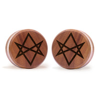 Hexagramm Plug / Gauge - Saba Wood | Doppelaufgeweitet mit flachem Gesicht