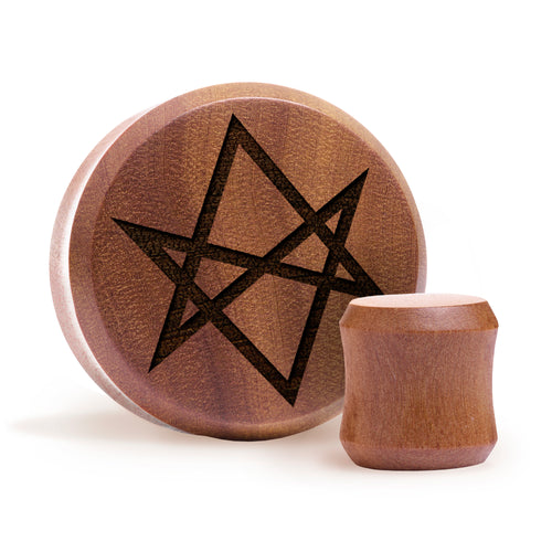 Hexagramm Plug / Gauge - Saba Wood | Doppelaufgeweitet mit flachem Gesicht