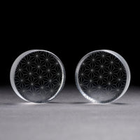 Japanischer Hanfplug / gauge - klares Glas | Doppelaufgeweitet mit flachem Gesicht