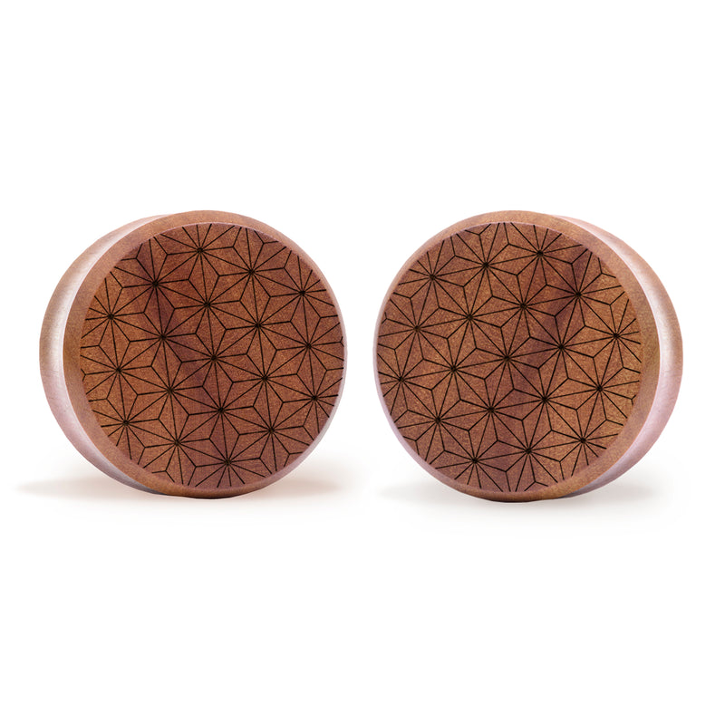 Plug japonais en chanvre / calibre - bois de saba | Double flare à face plate