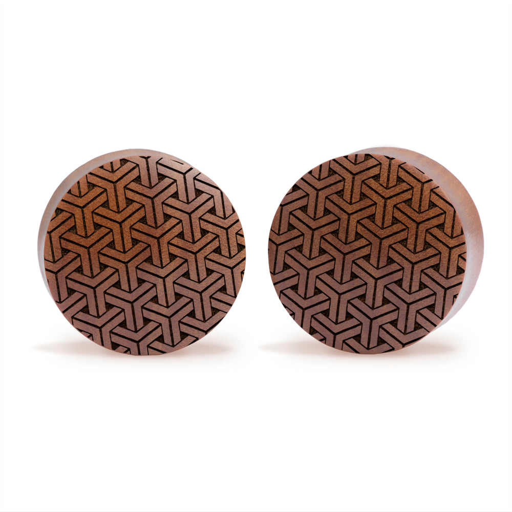 Kikkou Plug / Gauge - Saba Wood | Convex Double Flare - Lasered To Order In House At Custom Plugs HQ
