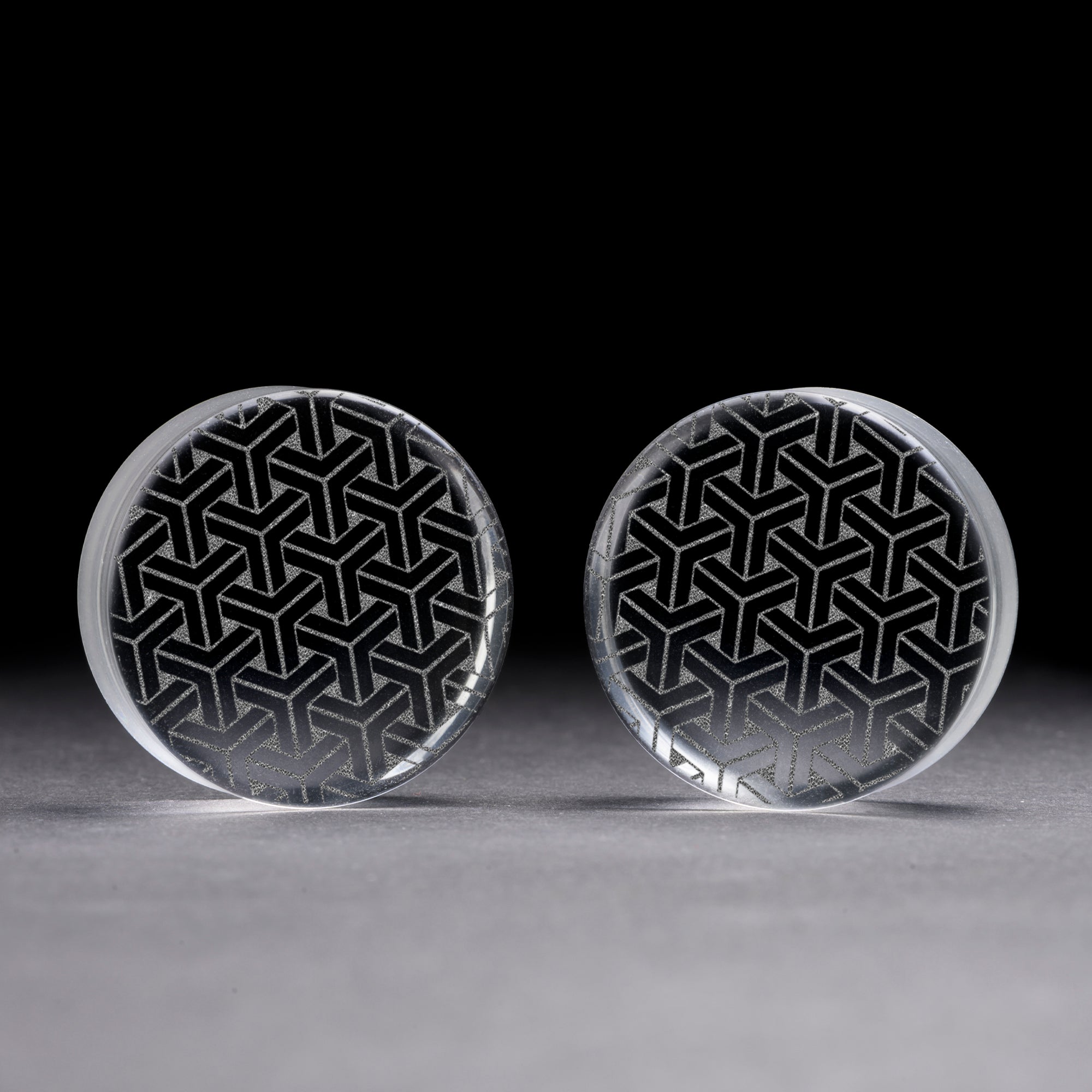 Kitsune Fox Mask Plug / Gauge - Black Glass | Flat Faced Double Flare