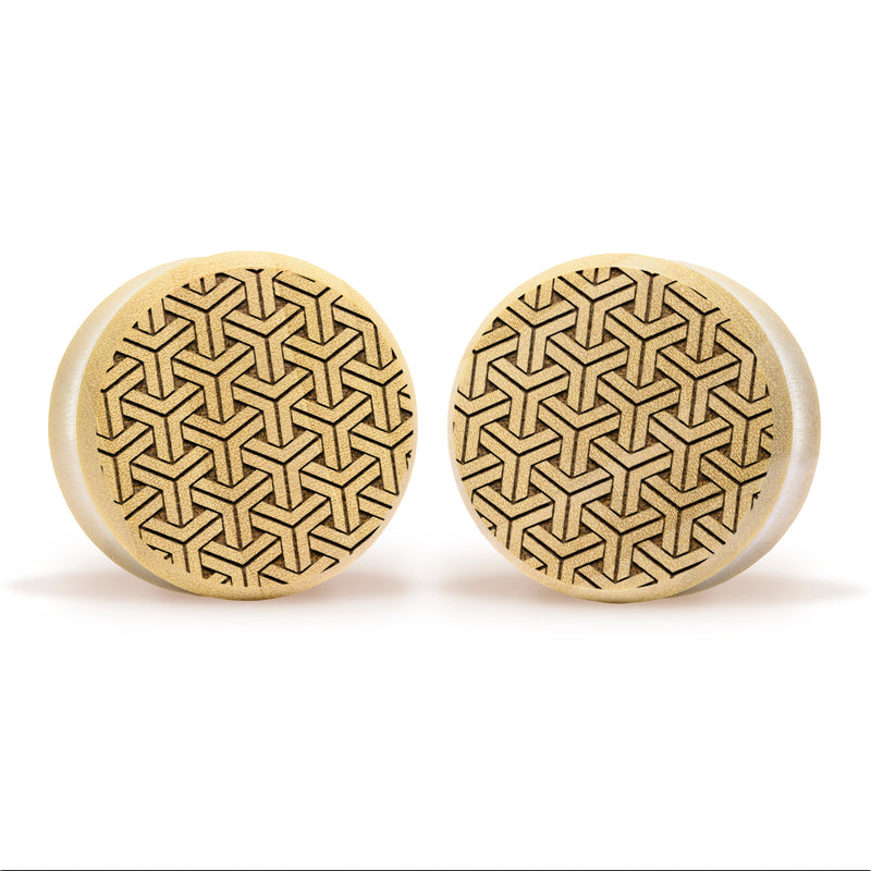 Kikkou Plug / Gauge - Bois de crocodile | Double évasement à face plate