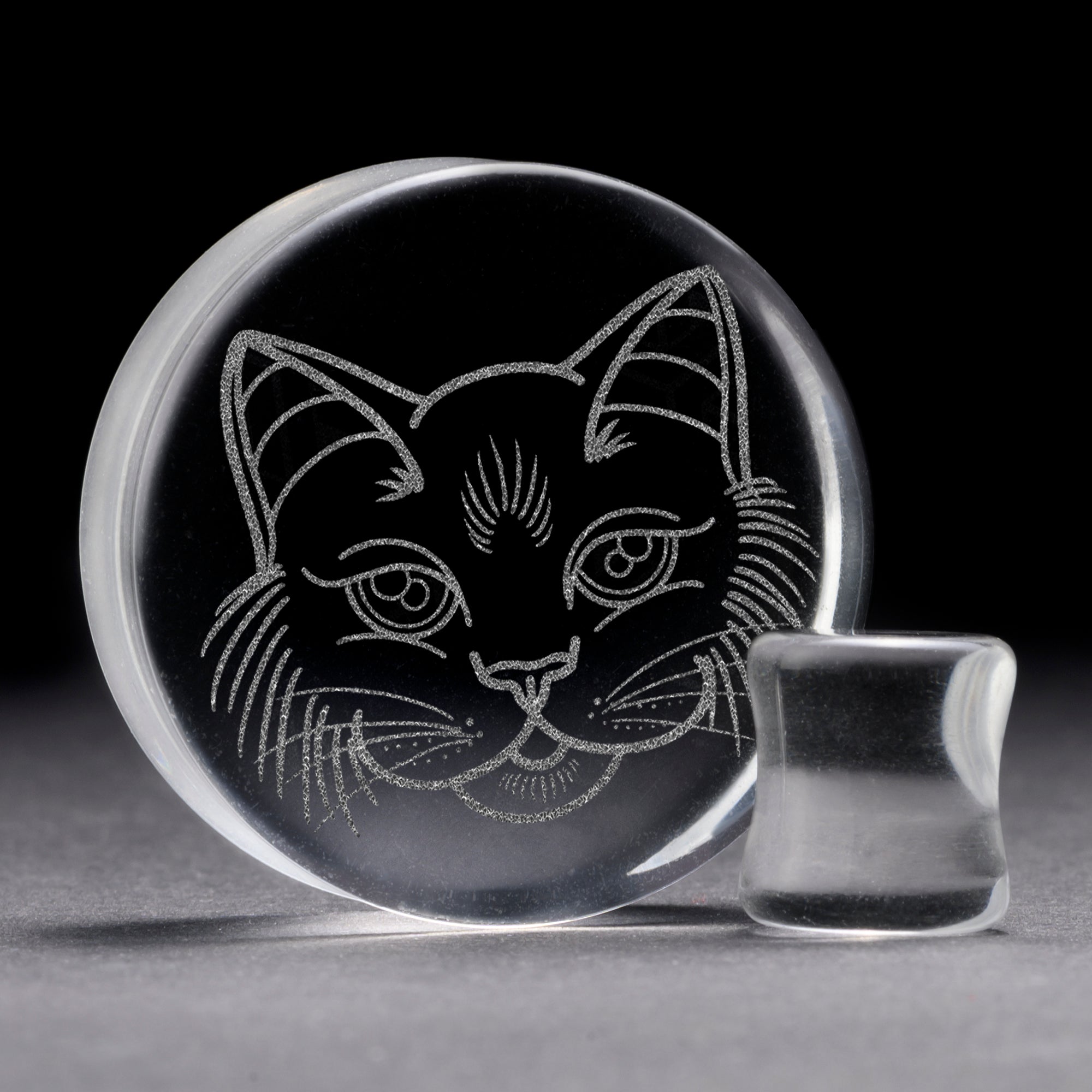 Kitty Cat Plug / Gauge - Clear Glass | Flat Faced Double Flare
