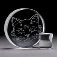 Kitty Cat Plug / Gauge - Clear Glass | Doppelaufgeweitet mit flachem Gesicht