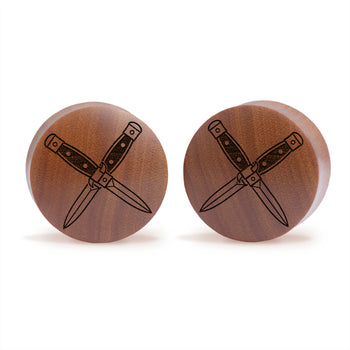 Crossed Dagger Plug / Gauge - Saba Wood | Convex Double Flare