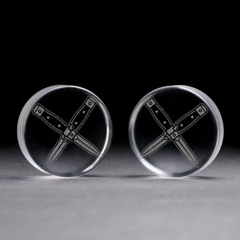 Crosed Dolch Plug / Gauge - Clear Glass | Doppelaufgeweitet mit flachem Gesicht