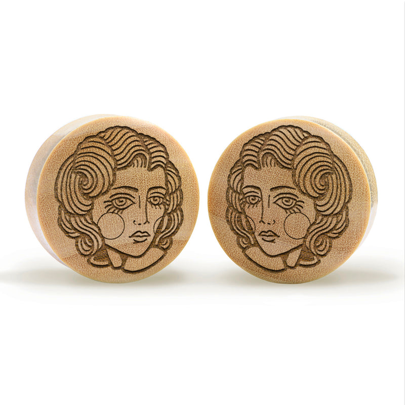 Lady Tattoo Plug / Calibre - Bois de crocodile | Double flare convexe