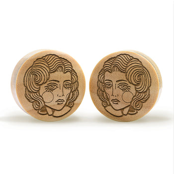 Seigaiha Pattern Plug / Gauge - Clear Glass | Flat Faced Double Flare