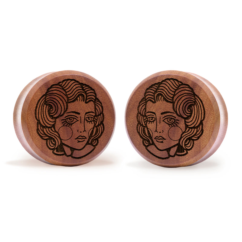 Lady Tattoo Plug / calibre - bois de Saba | double évasement à face plate