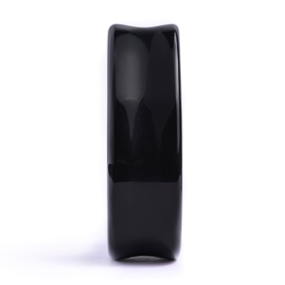 Geometric Flower Plug / Gauge - Teardrop Black Glass | Flat Faced Double Flare - Lasered To Order In House At Custom Plugs HQ