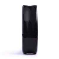 Geometric Flower Plug / Gauge - Teardrop Black Glass | Flat Faced Double Flare - Lasered To Order In House At Custom Plugs HQ