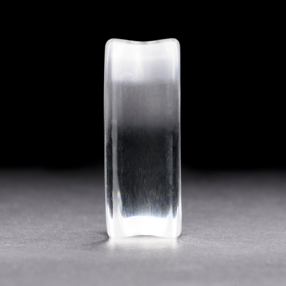 Traurige Gesichtsplug / gauge - klares Glas | Doppelaufgeweitet mit flachem Gesicht