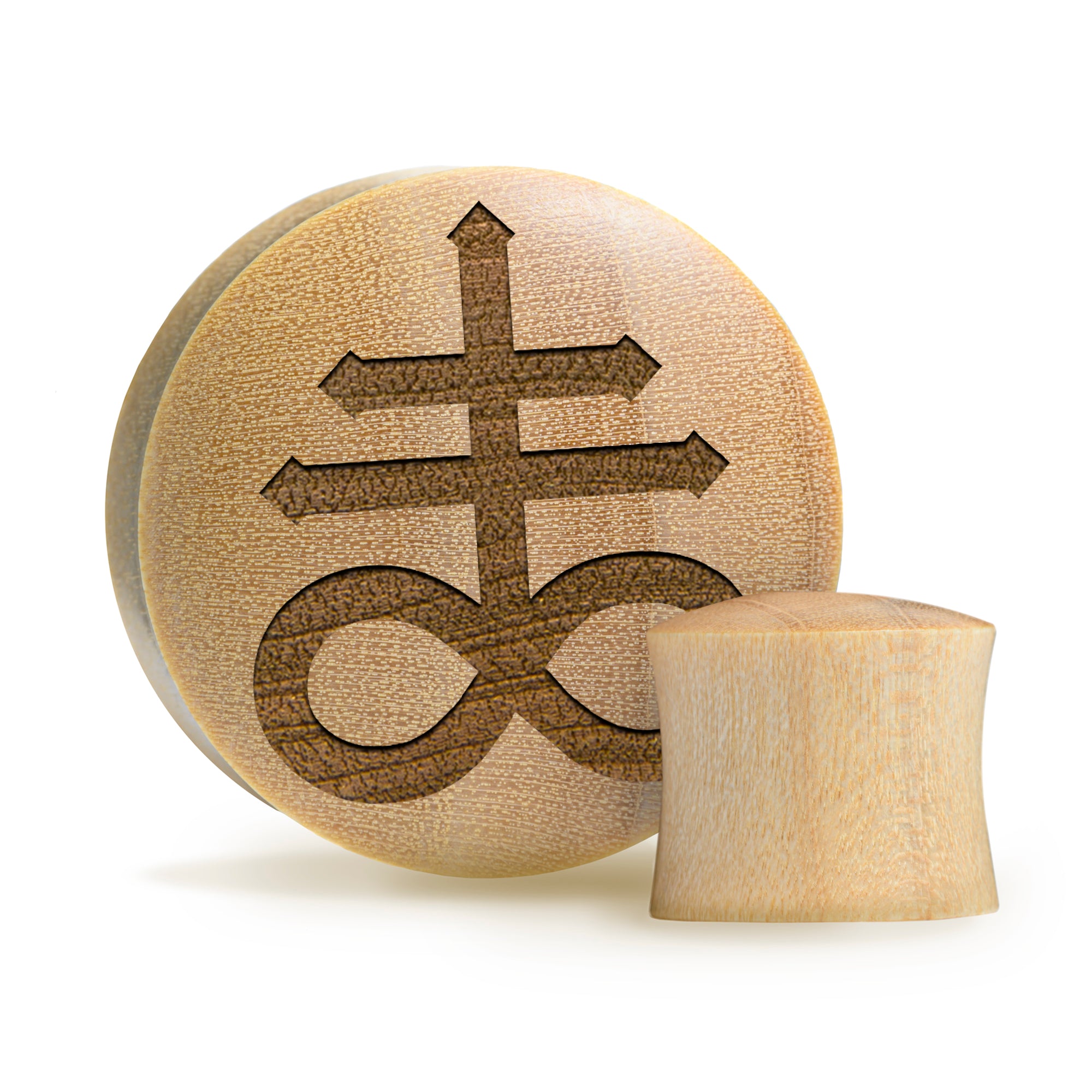 Leviathan Cross Plug / Gauge - Krokodilholz | Konvexe Doppelaufgeweitet