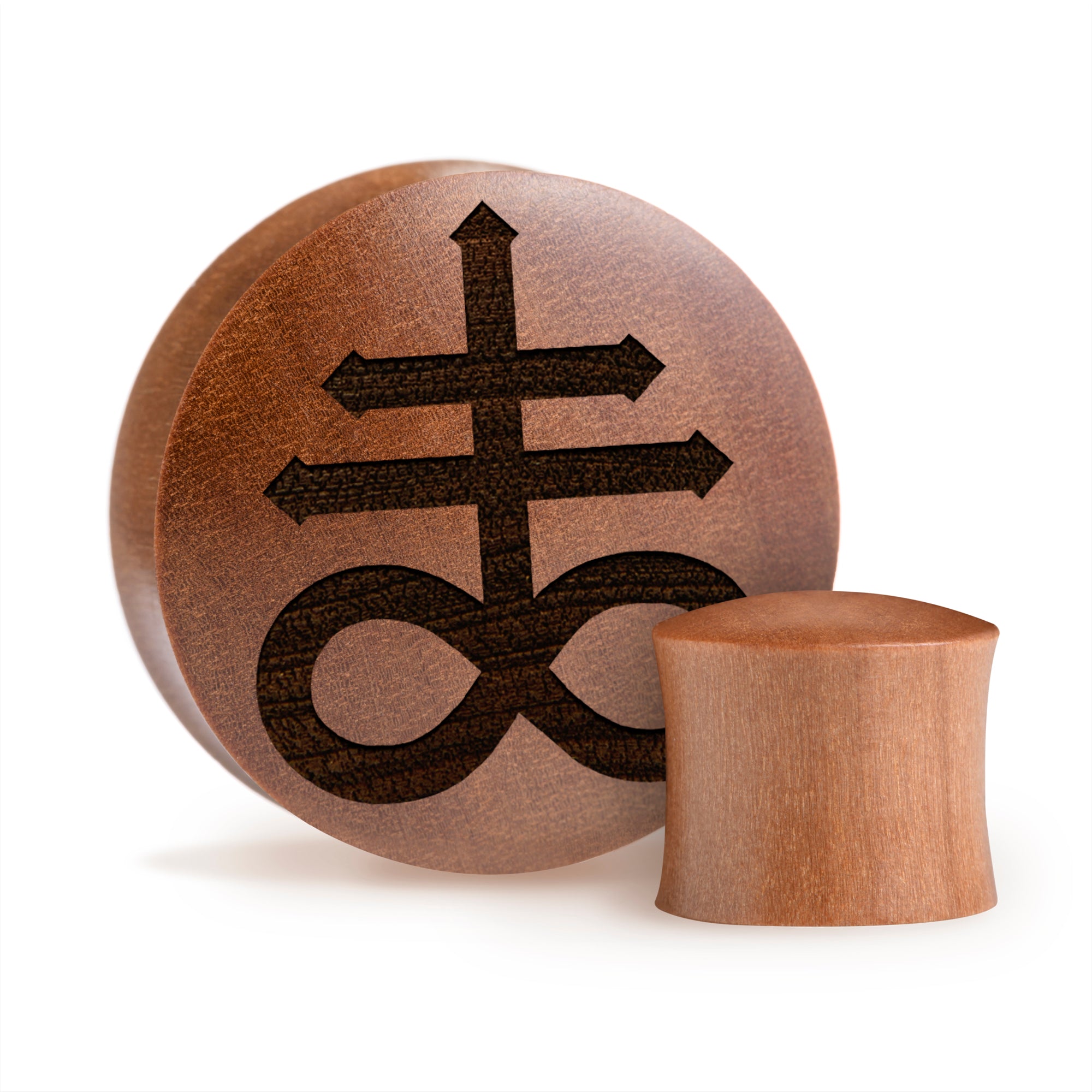 Leviathan Cross Plug / Gauge - Saba Wood | Konvexe Doppelaufgeweitet